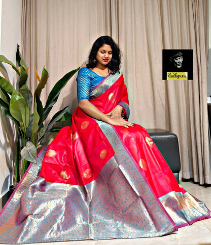 Premium Kanjivaram Soft Silk Saree with Copper Zari