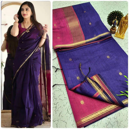 Lilan Slub Soft Cotton Saree with Rich Weaving Blouse