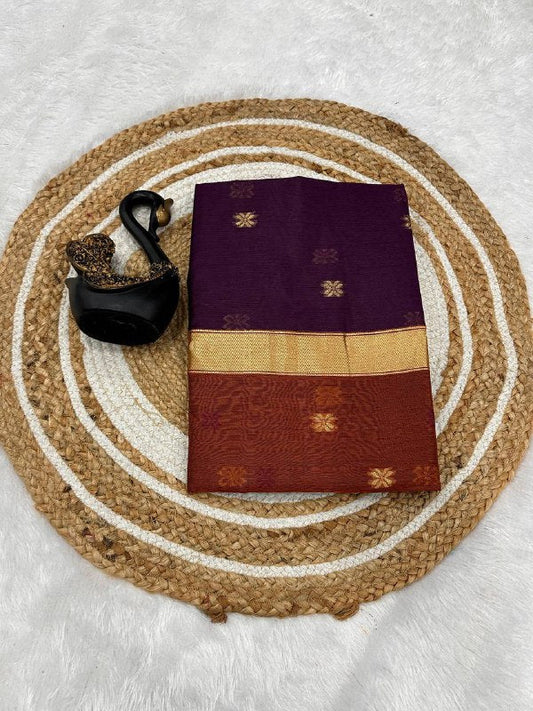 Lilan Slub Soft Cotton Saree with Rich Weaving Blouse
