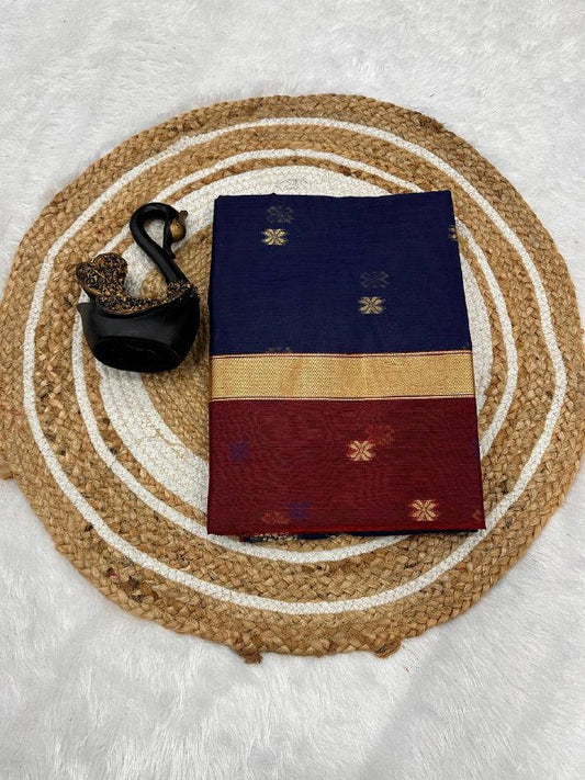 Lilan Slub Soft Cotton Saree with Rich Weaving Blouse
