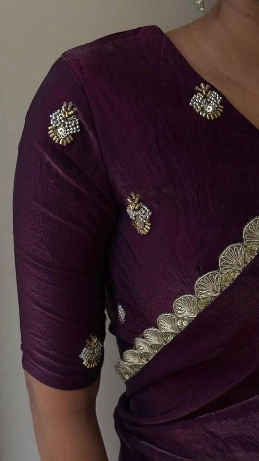 Soft Space Silk Designer Saree with Golden Sequins Work