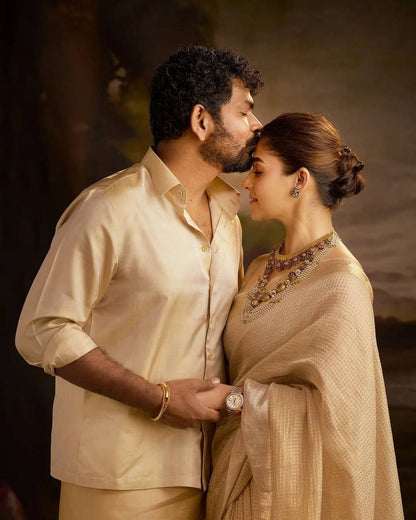 Nayanthara Inspired Banarasi Golden Tissue Silk Saree