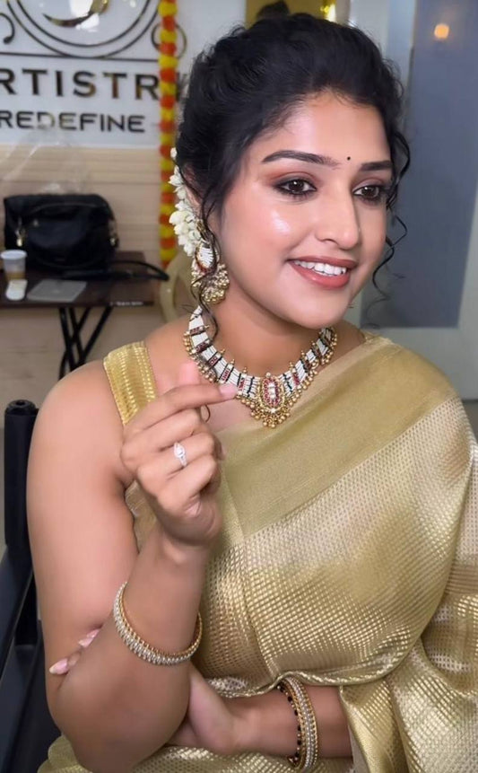 Nayanthara Inspired Banarasi Golden Tissue Silk Saree