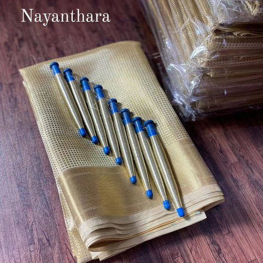 Nayanthara Inspired Banarasi Golden Tissue Silk Saree