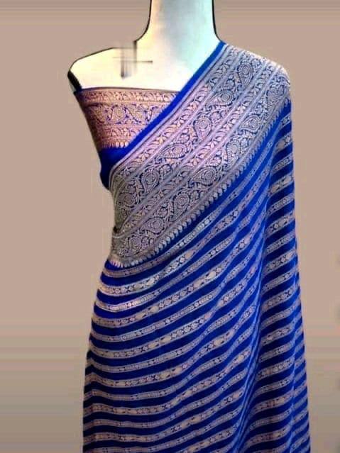 Pure Soft Khadi Georgette Silk Saree with Rich Zari Weaving