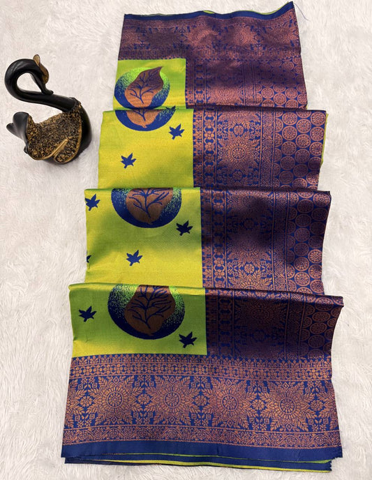 Pure Banarasi Silk Saree with Floral & Meena Zari Work