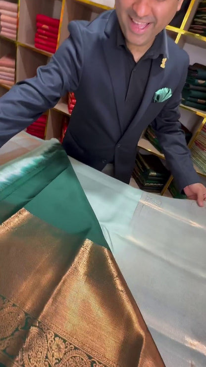 Aqua Bronze Silk Saree