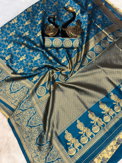 Graceful Organic Banarasi Lichi Silk Wedding Saree