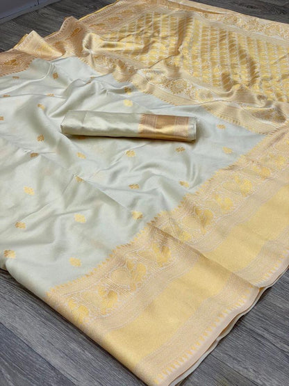 Comfort-Fit Banarasi Inspired Saree Crafted in Smooth Lichi Silk