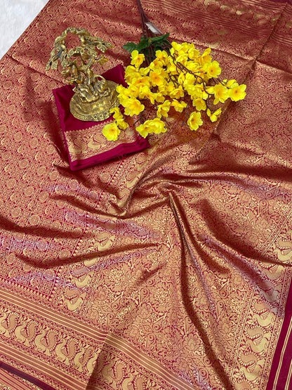 Bridal Pink Kanchipuram Silk Saree with Rich Zari Work