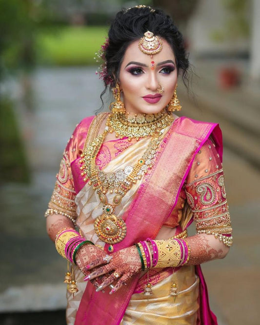 Bridal Kanchipuram Silk Saree with Rich Zari Work