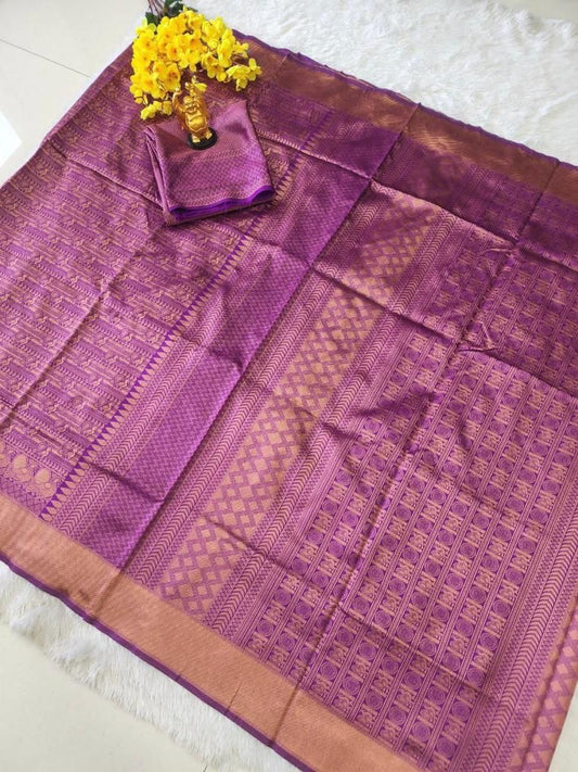 Royal Purple Banarasi Silk Saree with Rich Zari Weaving