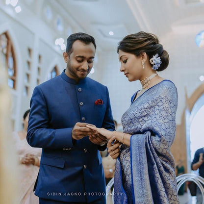 Royal Blue Silk Saree with Intricate Woven Design