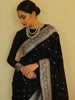 Classic Black Saree with Silver Woven Border