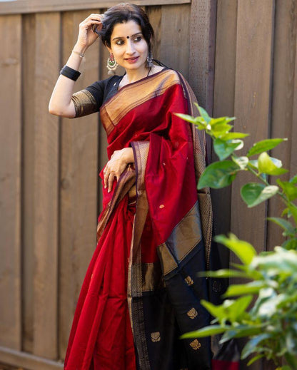 Classic Banarasi Style Lichi Silk Saree with Contrast Border