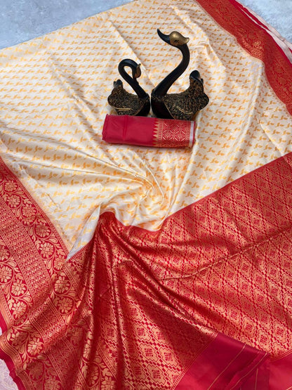 Rich Look Organic Banarasi Lichi Silk Wedding Saree