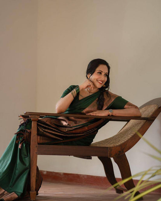 Feather Light Organic Banarasi Lichi Silk Wedding Saree
