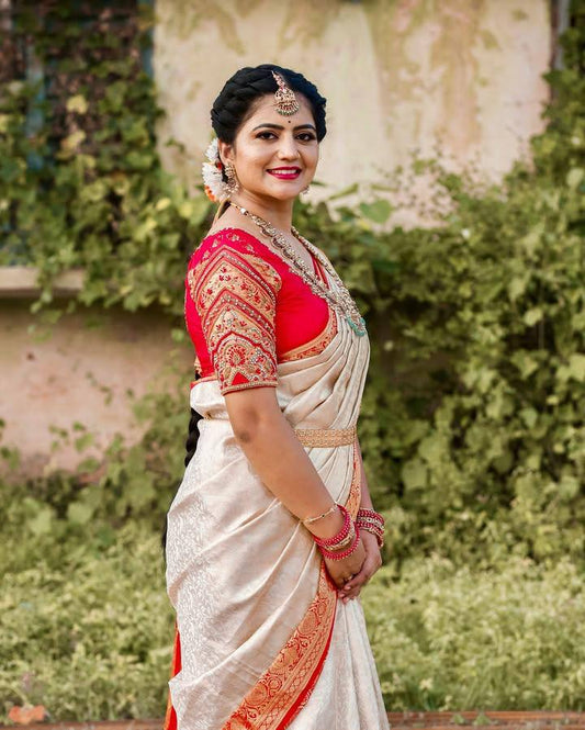 Rich Look Organic Banarasi Lichi Silk Wedding Saree