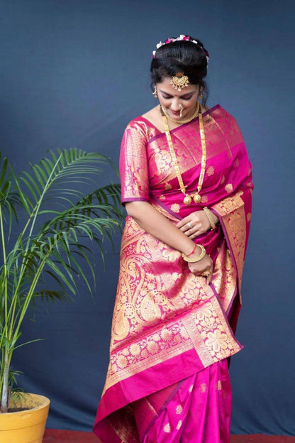 Banarasi Wedding Saree Made from Organic Lichi Silk