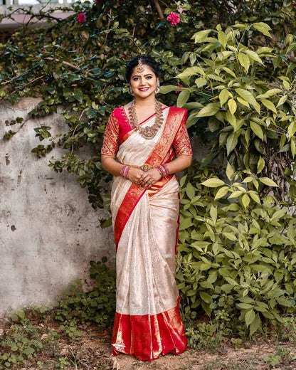 Rich Look Organic Banarasi Lichi Silk Wedding Saree