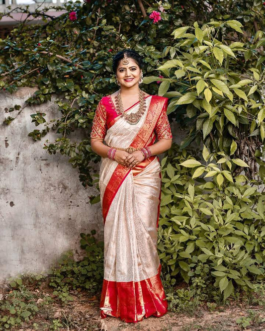 Rich Look Organic Banarasi Lichi Silk Wedding Saree