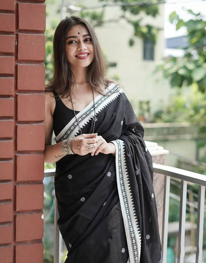 Premium Lilan Slab Soft Cotton Saree with Rich Weaving Blouse