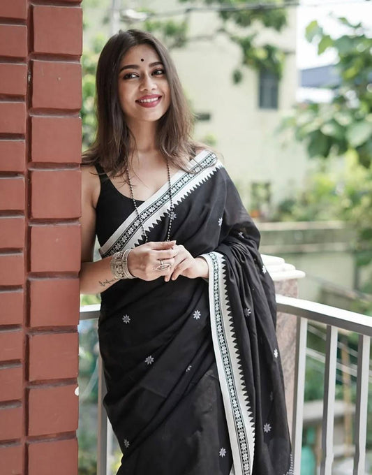 Premium Lilan Slab Soft Cotton Saree with Rich Weaving Blouse