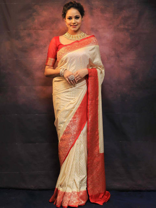 Rich Look Organic Banarasi Lichi Silk Wedding Saree