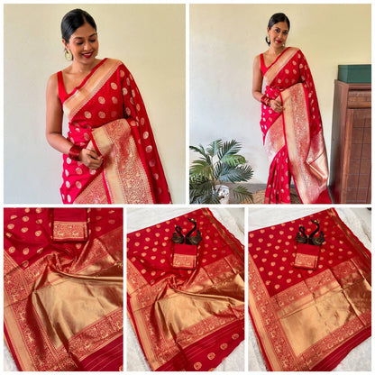 Breathable Organic Banarasi Lichi Silk Wedding Saree