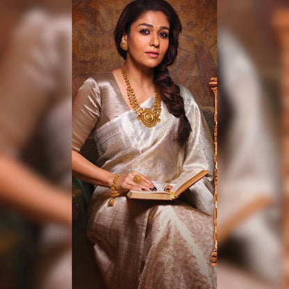 Nayanthara Inspired Banarasi Golden Tissue Zari Silk Saree