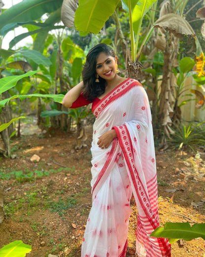 Lilan Soft Cotton Slab Weaving Saree with Rich Blouse