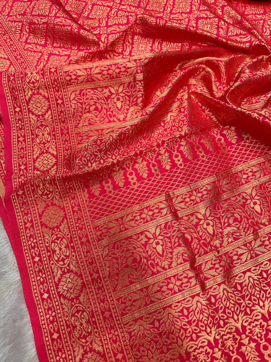 Heritage-Style Saree Made Using Organic Banarasi Lichi Silk