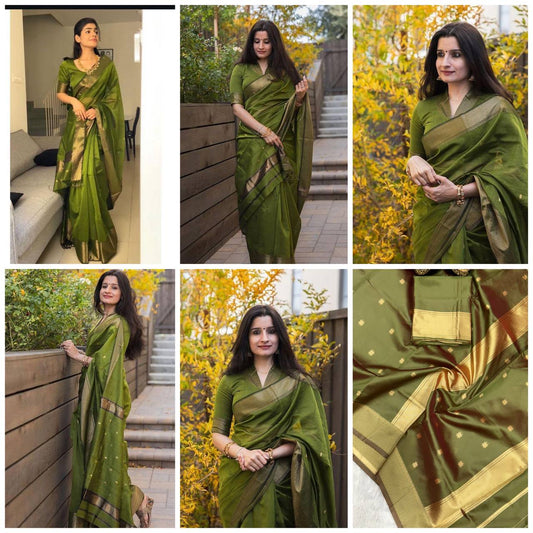 Elegant Comfort Organic Banarasi Lichi Silk Wedding Saree