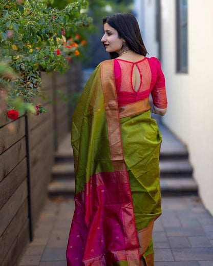 Comfort Touch Organic Banarasi Lichi Silk Wedding Saree