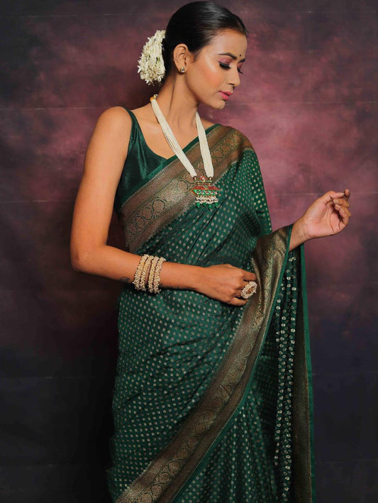 Graceful Organic Banarasi Lichi Silk Wedding Saree