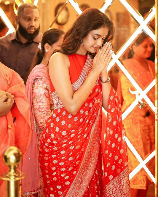 Soft Lichi Silk Organic Banarasi Wedding Saree