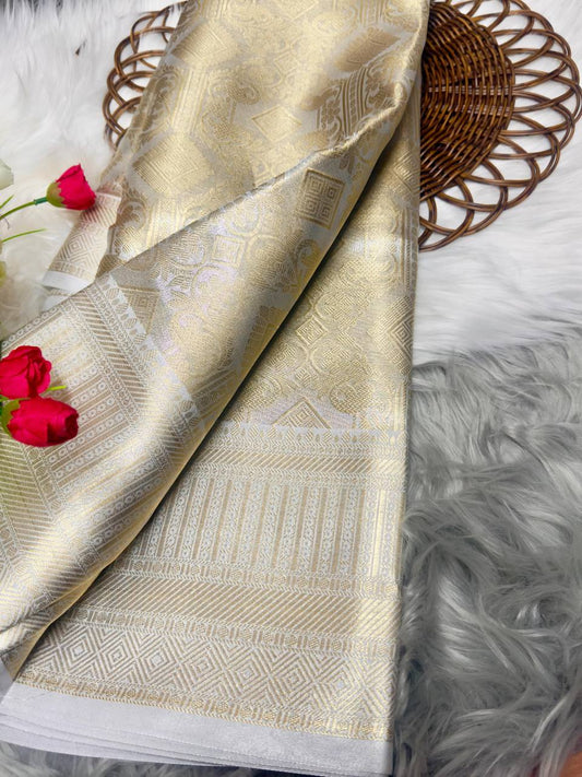 Nayanthara Inspired Banarasi Golden Tissue Zari Silk Saree