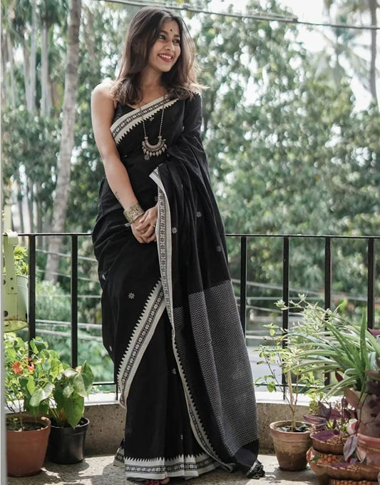Premium Lilan Slab Soft Cotton Saree with Rich Weaving Blouse