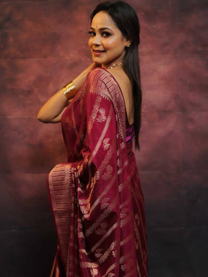 Comfort Elegance Organic Banarasi Lichi Silk Wedding Saree