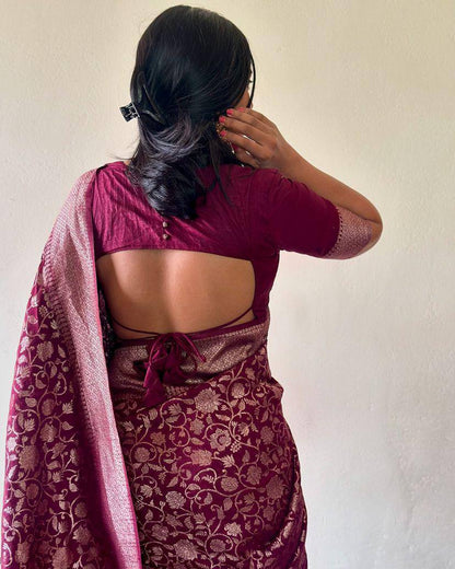 Graceful Organic Banarasi Lichi Silk Wedding Saree