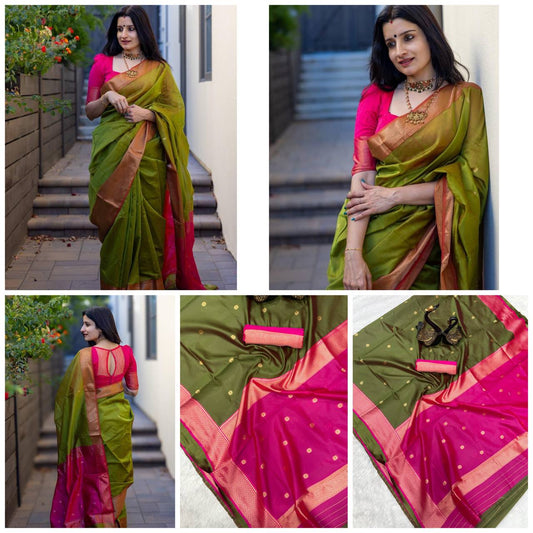 Comfort Touch Organic Banarasi Lichi Silk Wedding Saree
