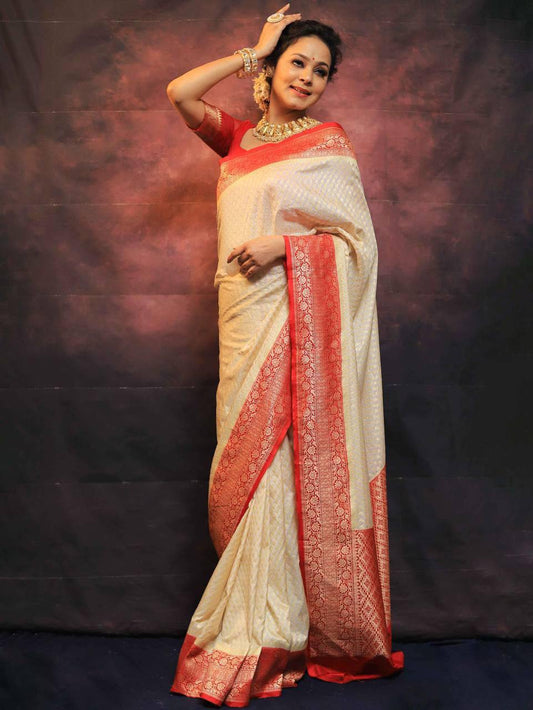 Rich Look Organic Banarasi Lichi Silk Wedding Saree