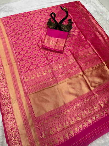 Classic Organic Banarasi Lichi Silk Wedding Saree