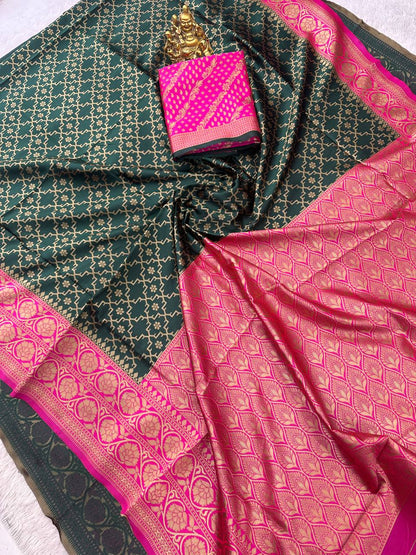 Organic Banarasi Lichi Silk Wedding Saree – Rich & Comfortable