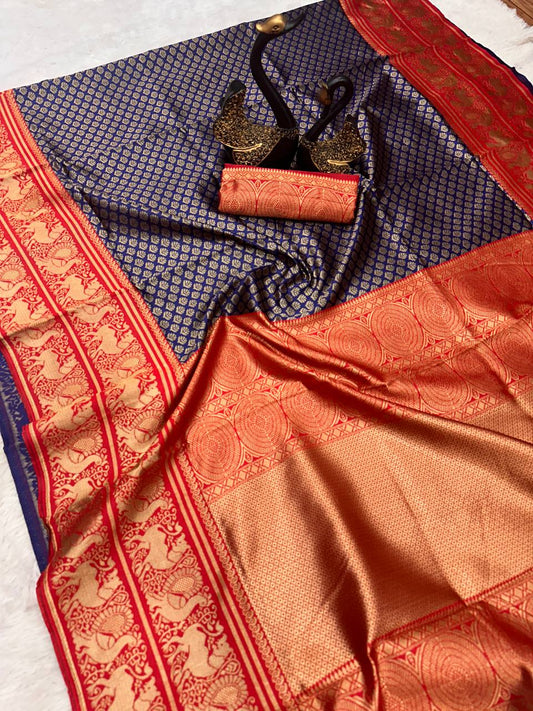 Lightweight Lichi Silk Banarasi Wedding Saree for Festive Wear