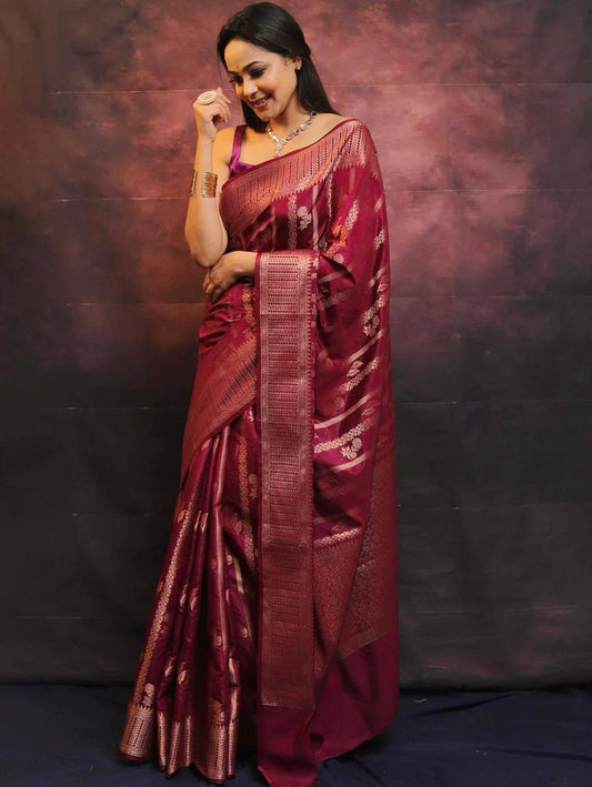 Comfort Elegance Organic Banarasi Lichi Silk Wedding Saree
