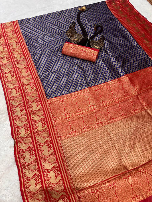 Lightweight Lichi Silk Banarasi Wedding Saree for Festive Wear