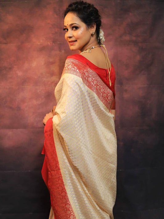 Rich Look Organic Banarasi Lichi Silk Wedding Saree