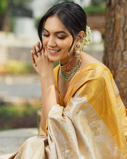 Premium Comfort Organic Banarasi Lichi Silk Wedding Saree