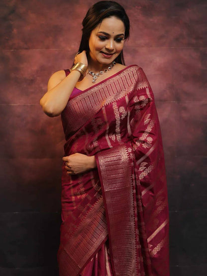 Comfort Elegance Organic Banarasi Lichi Silk Wedding Saree
